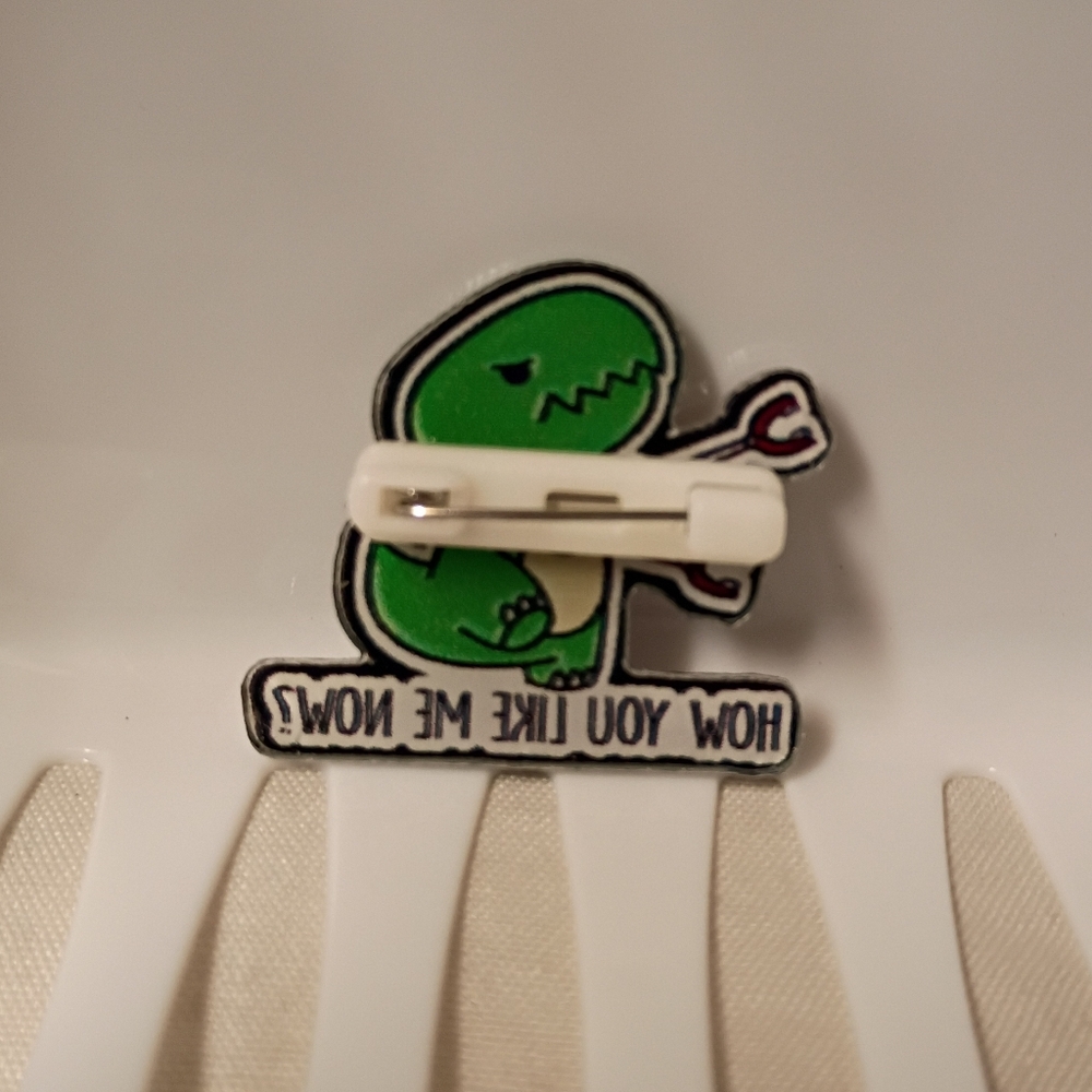 2/$10 Dinosaur Small Hands Acrylic Pin - Picture 2 of 3